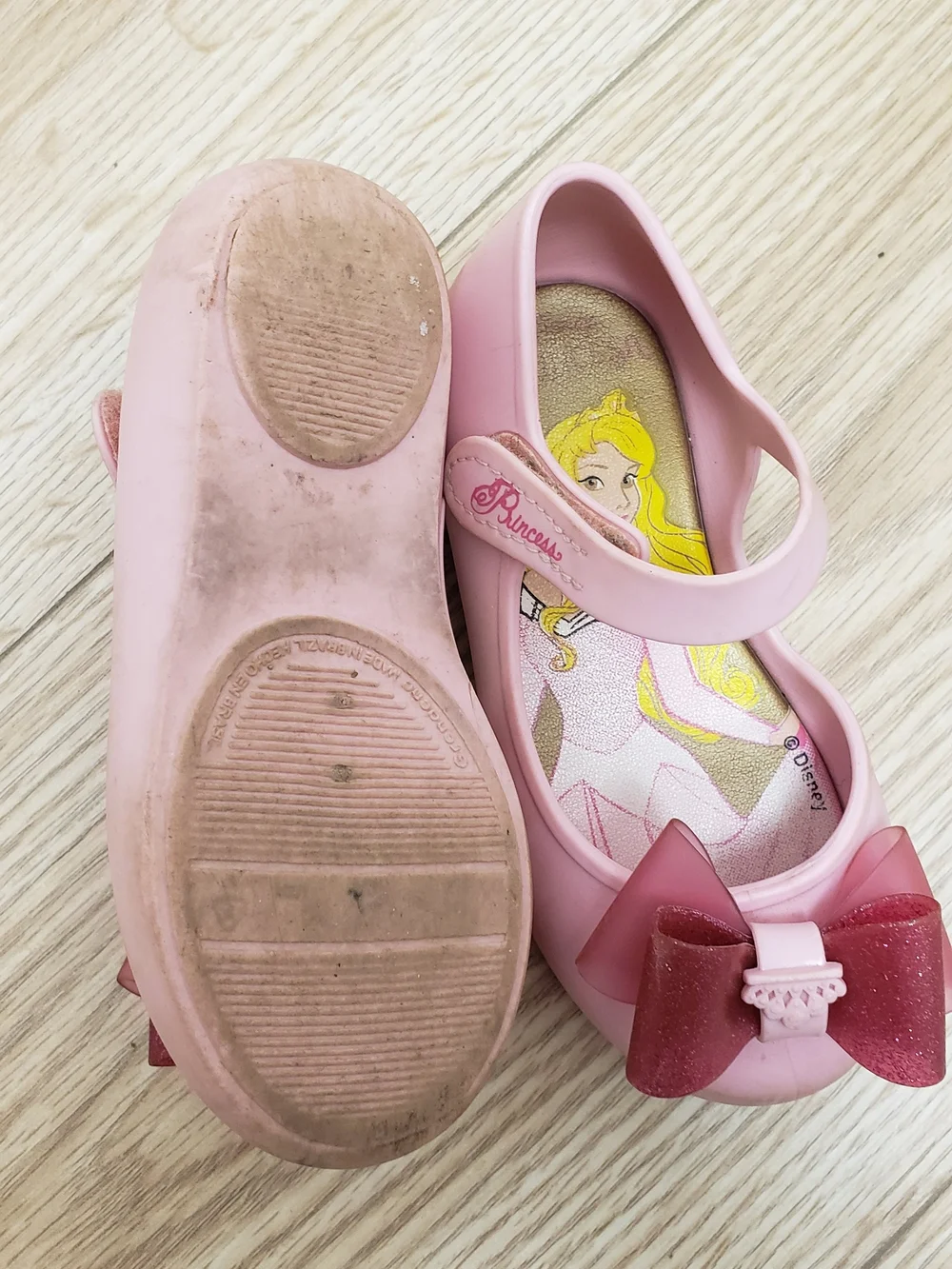Disney Girls Pink Princess Bow Mary Jane Shoes Like Mini Melissa